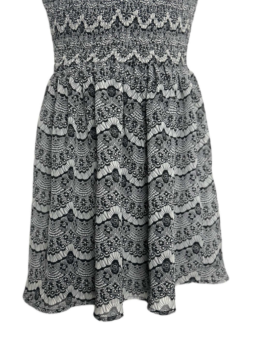 Black and White Strapless Smocked Sundress - Picture 3 of 16